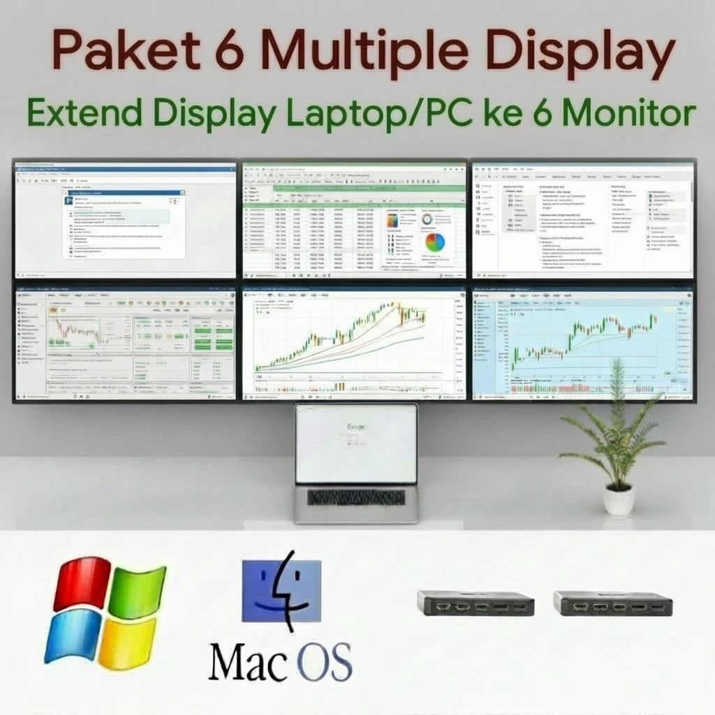 Paket Extend 6 Monitor Multiple Display (tampil beda-beda) - USB 3.0 Multiview
