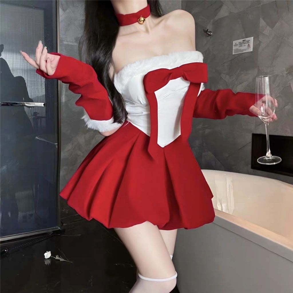 WTS READY STOCK NEW Gaun Dress Santa Natal Merry Christmas December Snow Salju Merah Red Putih White
