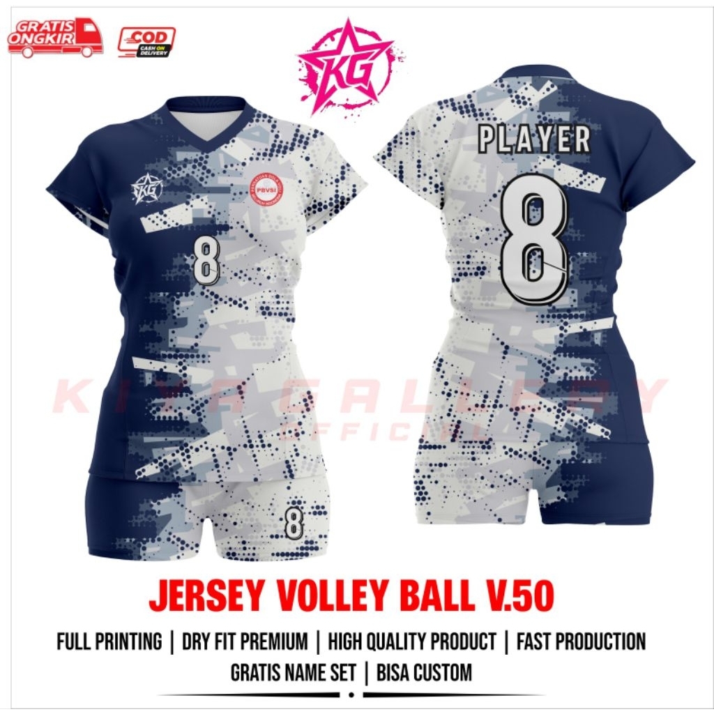JERSEY BAJU VOLI WANITA V.50 FULL PRINTING GRATIS NAMA DAN NOMOR