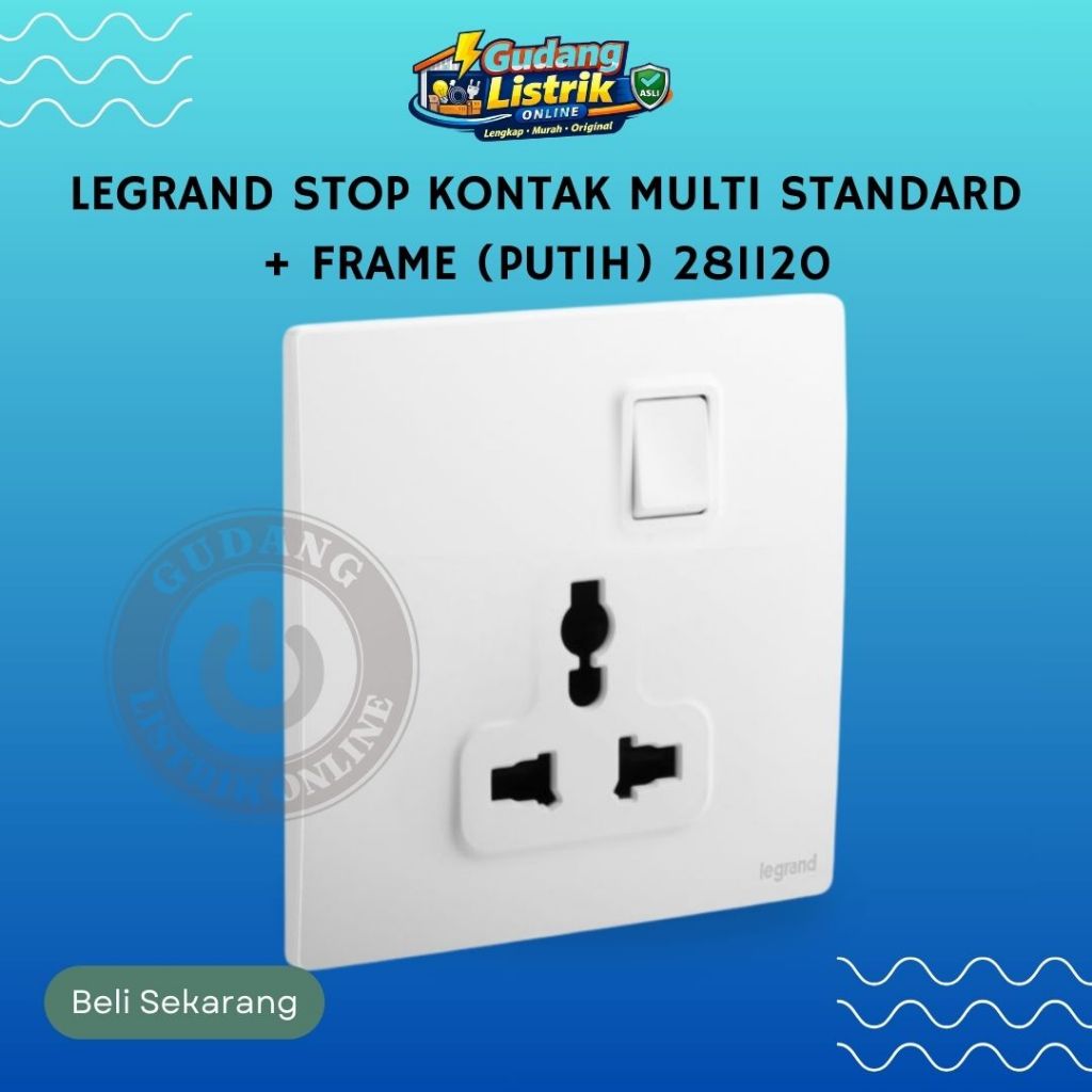 LEGRAND Mallia Stop Kontak Multi Standard + Frame (Putih) 281120