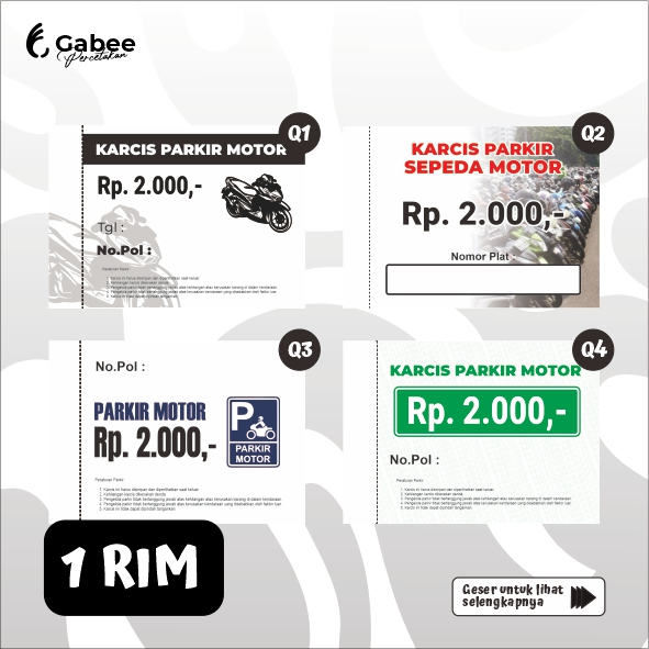 KARCIS PARKIR 1 RIM/ KARCIS PARKIR MOTOR / KARCIS PARKIR SEPEDA MOTOR