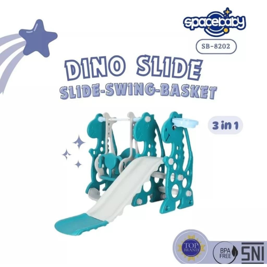 Perosotan Dan Ayunan Spacebaby Dino SB-8202 - Perosotan Dan Ayunan Free Bola Basket Kecil