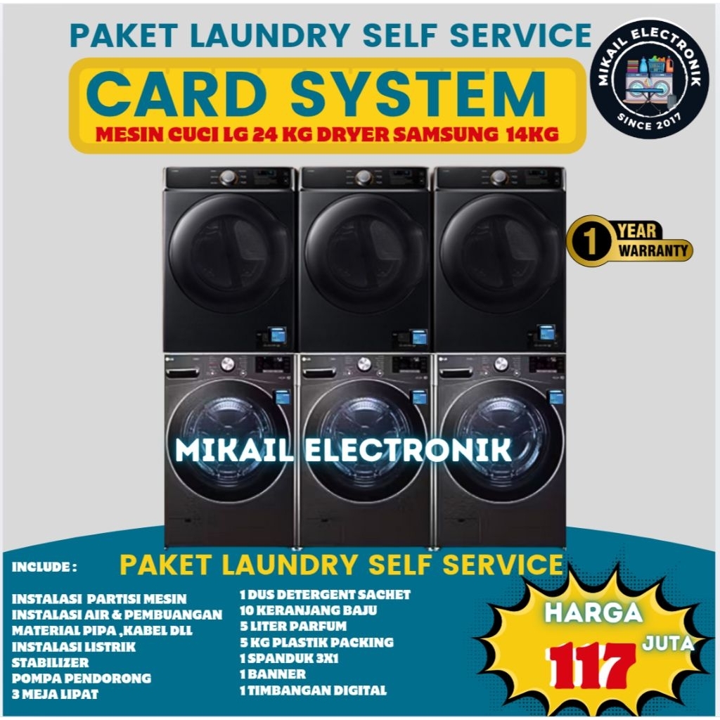 PAKET LAUNDRY SELF SERVICE MESIN CUCI LG 24 KG DRYER SAMSUNG KOMERSIL
