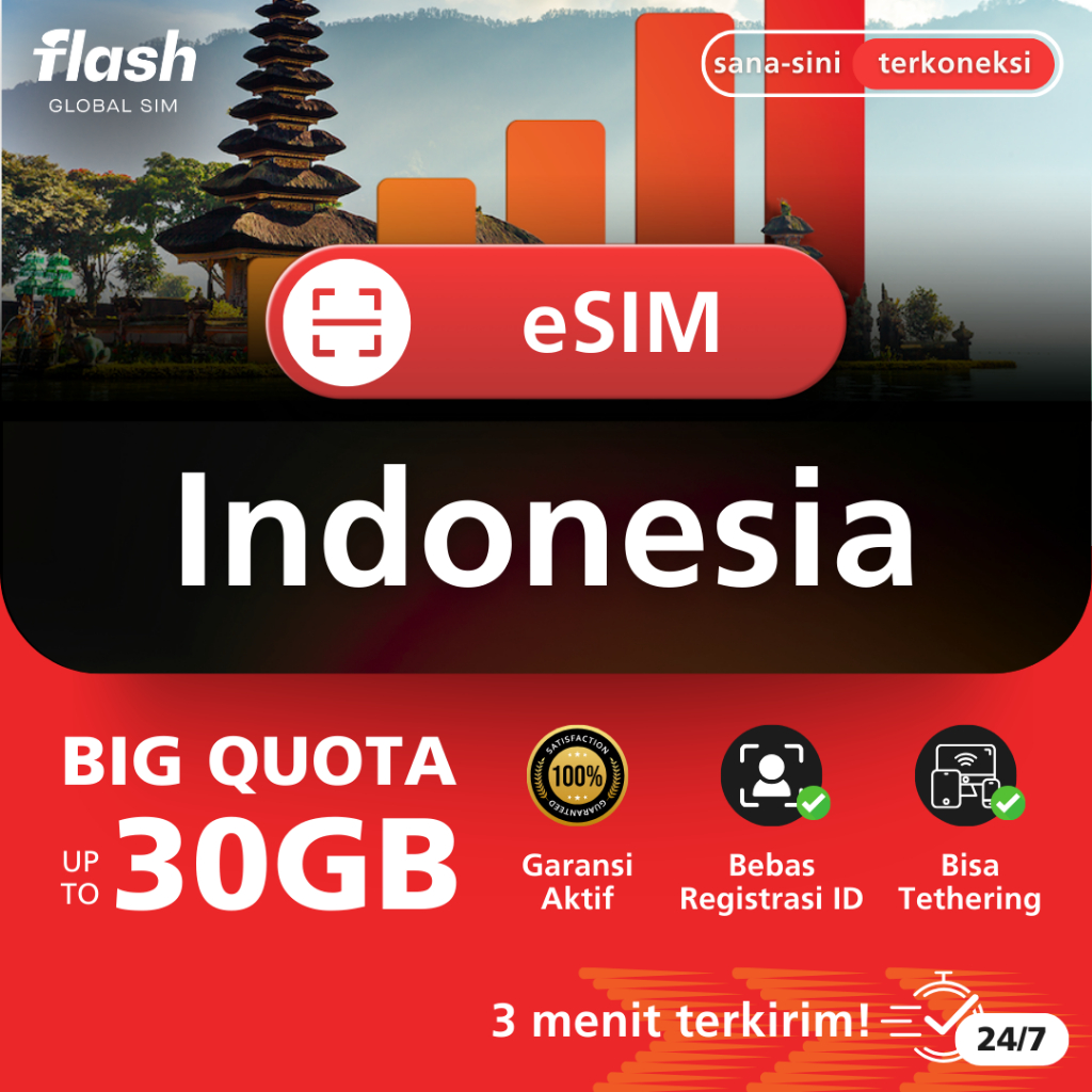Flash eSIM Roaming Indonesia Internet Data eSIM HP IMEI Inter