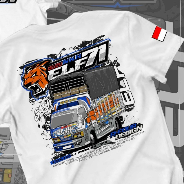 Cod Baju Kaos Truck Elf Nkr Lengan Pendek  Driver Muda Tshirt Dewasa