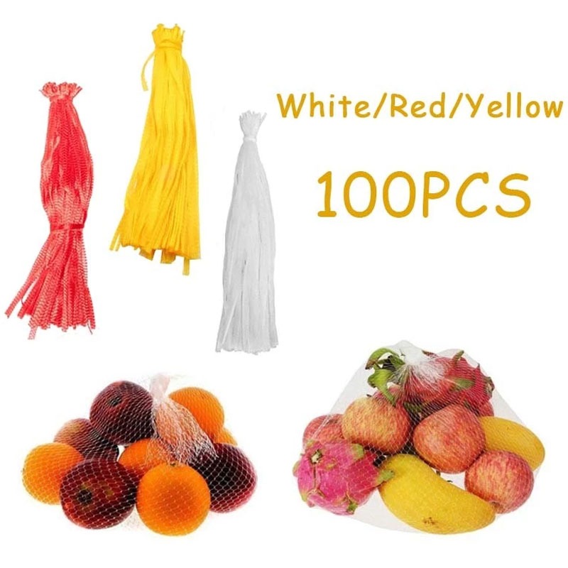 100pcs Jaring Untuk Buah Jaring Buah Buahan Kantong Buah Jaring Polinet Jaring Buah Bungkus Buah Jar