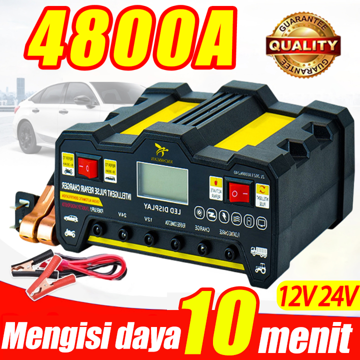 READY Charger Aki Mobil 5800A 12V/24V Aki Charger Motor Kapal Truk Automatic Fast Smart Truk Cas Aki