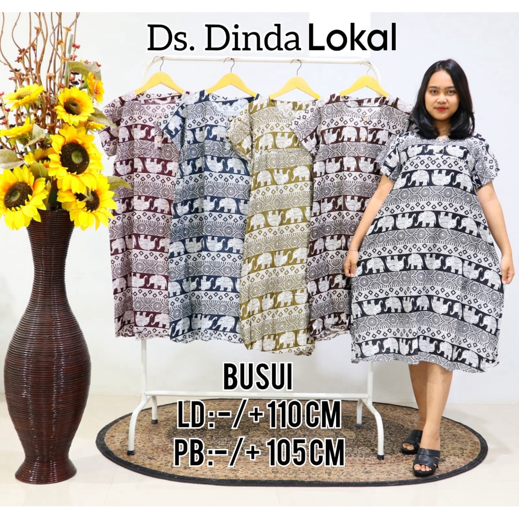 DASTER DINDA MURAH MOTIF GAJAH KEKINIAN LD 110 PB 105 | DASTER RAYON | DASTER KEKINIAN