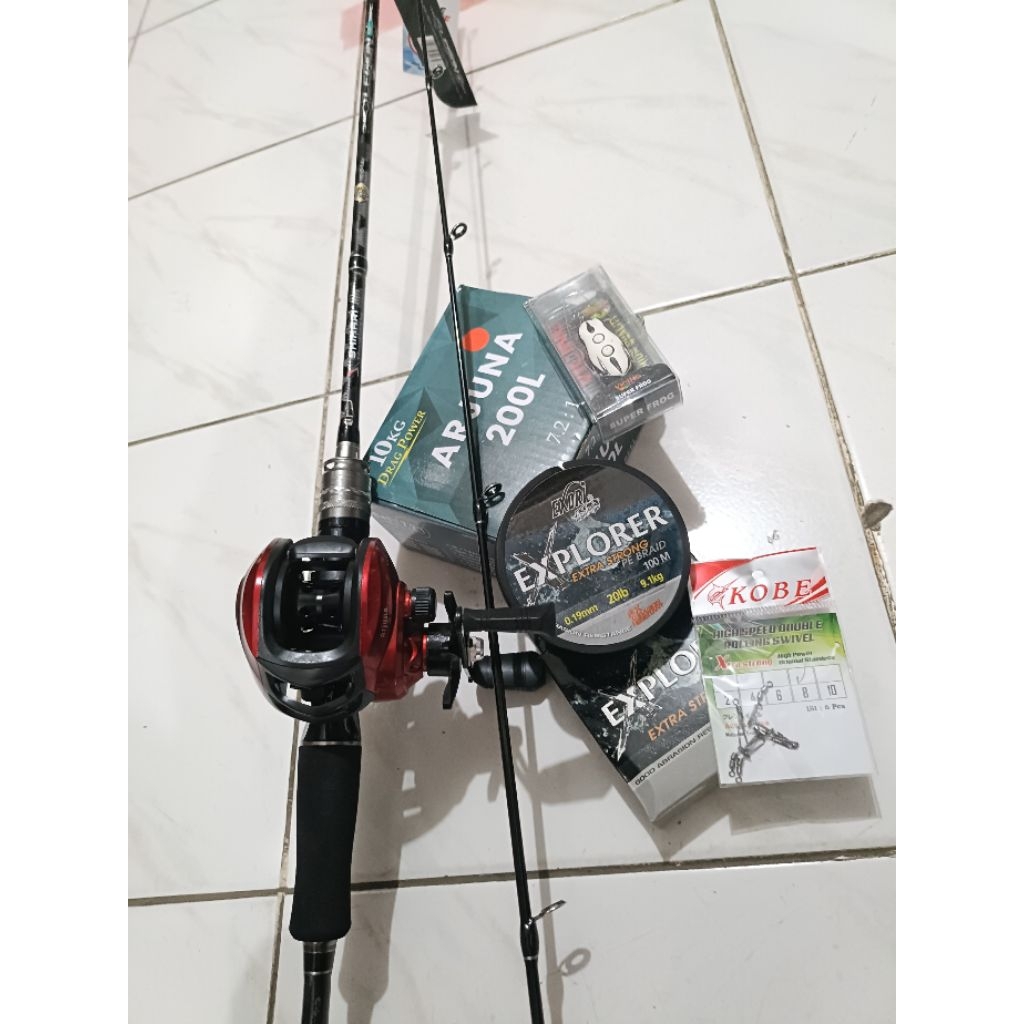 Joran BC Shikari Legion 180cm ( JS, 6-14 Lbs), & Reel BC Arjuna & Senar PE Exori Explorer (100m, 20 