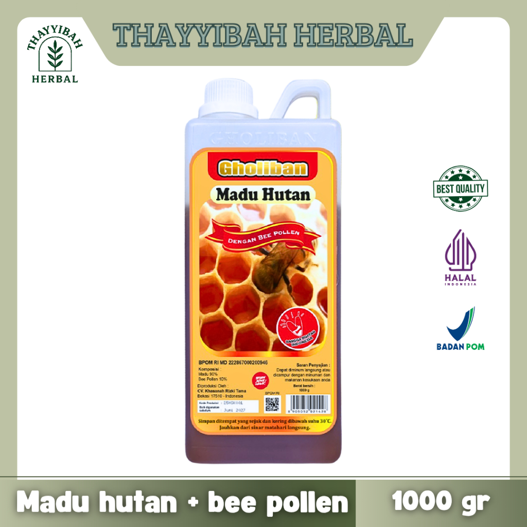 Gholiban Madu Hutan dengan Bee Pollen 1KG 100% Original