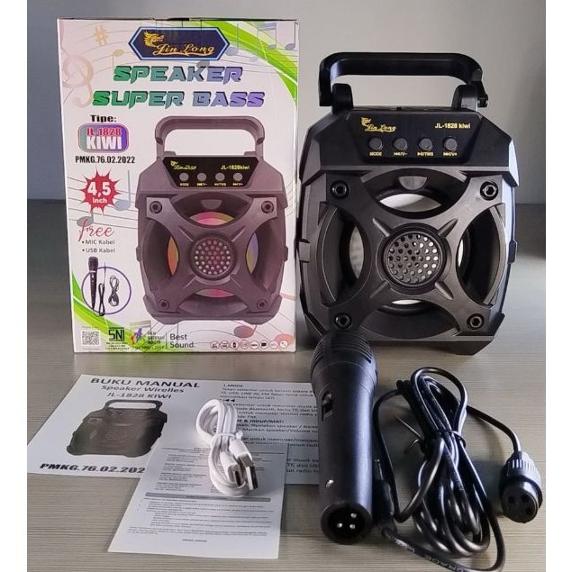 Speaker 4.5" JL 1828 Kiwi Jinlong/Speaker Karaoke Bluetooth Super Bass Wireless (GRATIS MIC) JINLONG