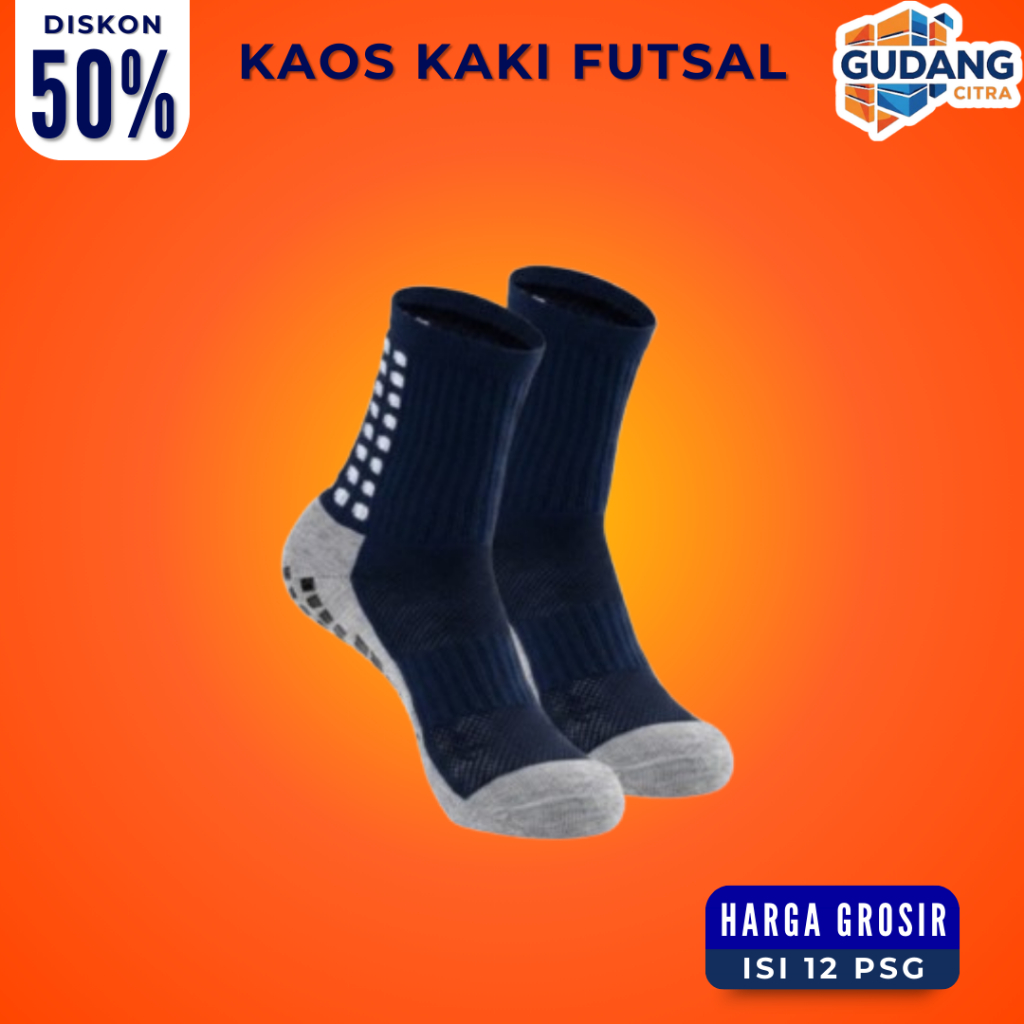 1 LUSIN PASANG Kaos Kaki Pendek Futsal Sepak Bola Takraw Voli Sport ANTI SLIP Socks Badminton Olahra