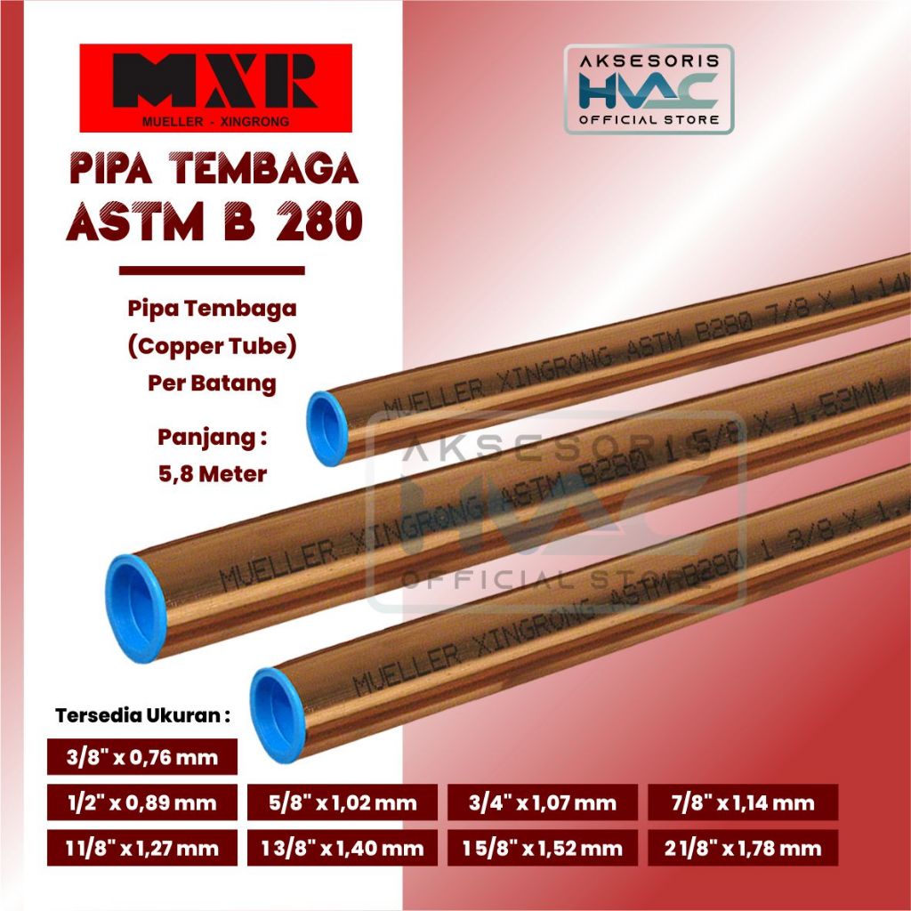 Pipa Tembaga Mueller Tube Batang Panjang 5,8m