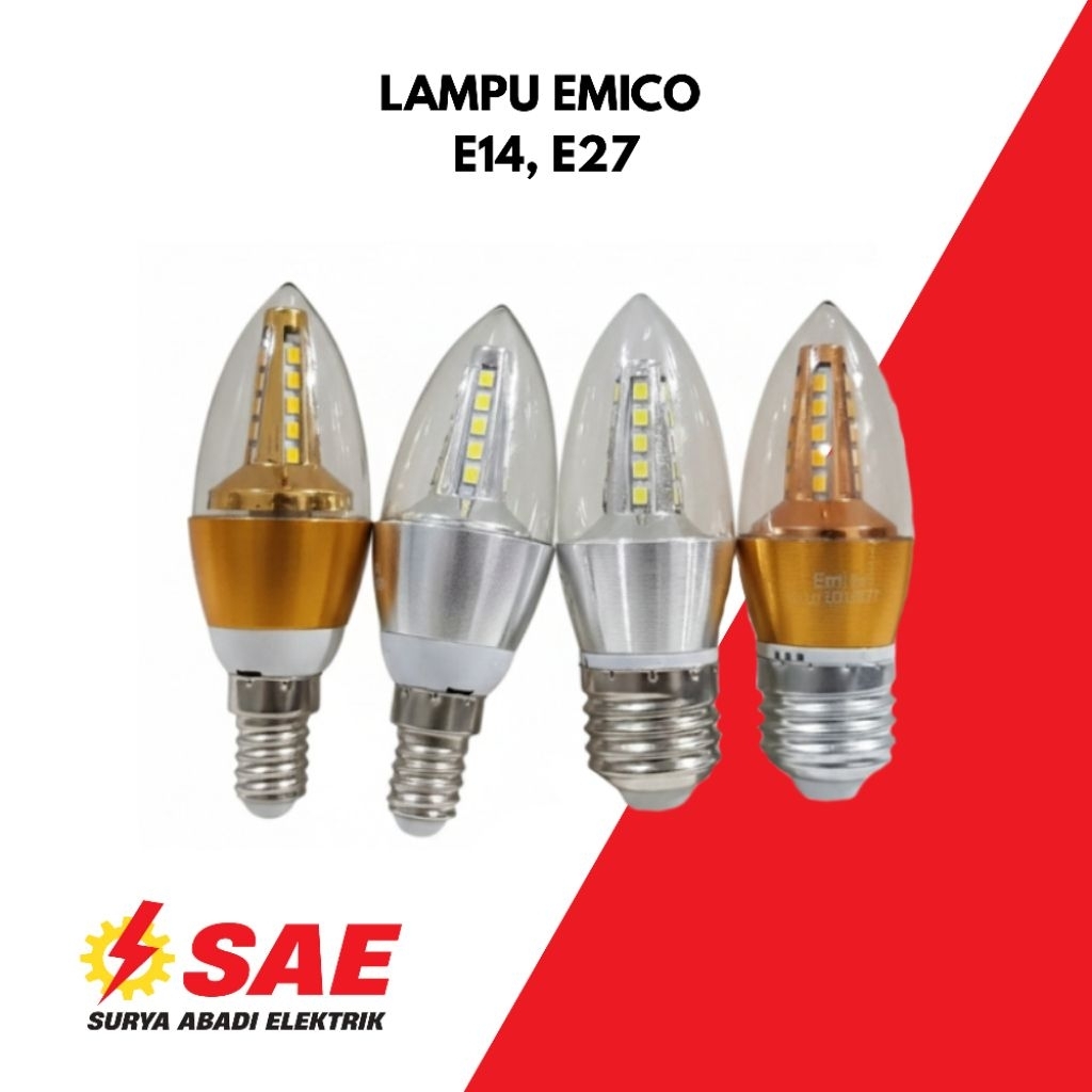 Lampu LED Candle EMICO 5W / Lampu Jantung E14 E27 Putih Kuning