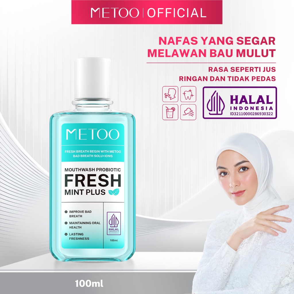 MeToo Mouthwash Fresh Mint 100ml /nafas segar / menghilangkan bau mulut / kumur karang gigi / non-al