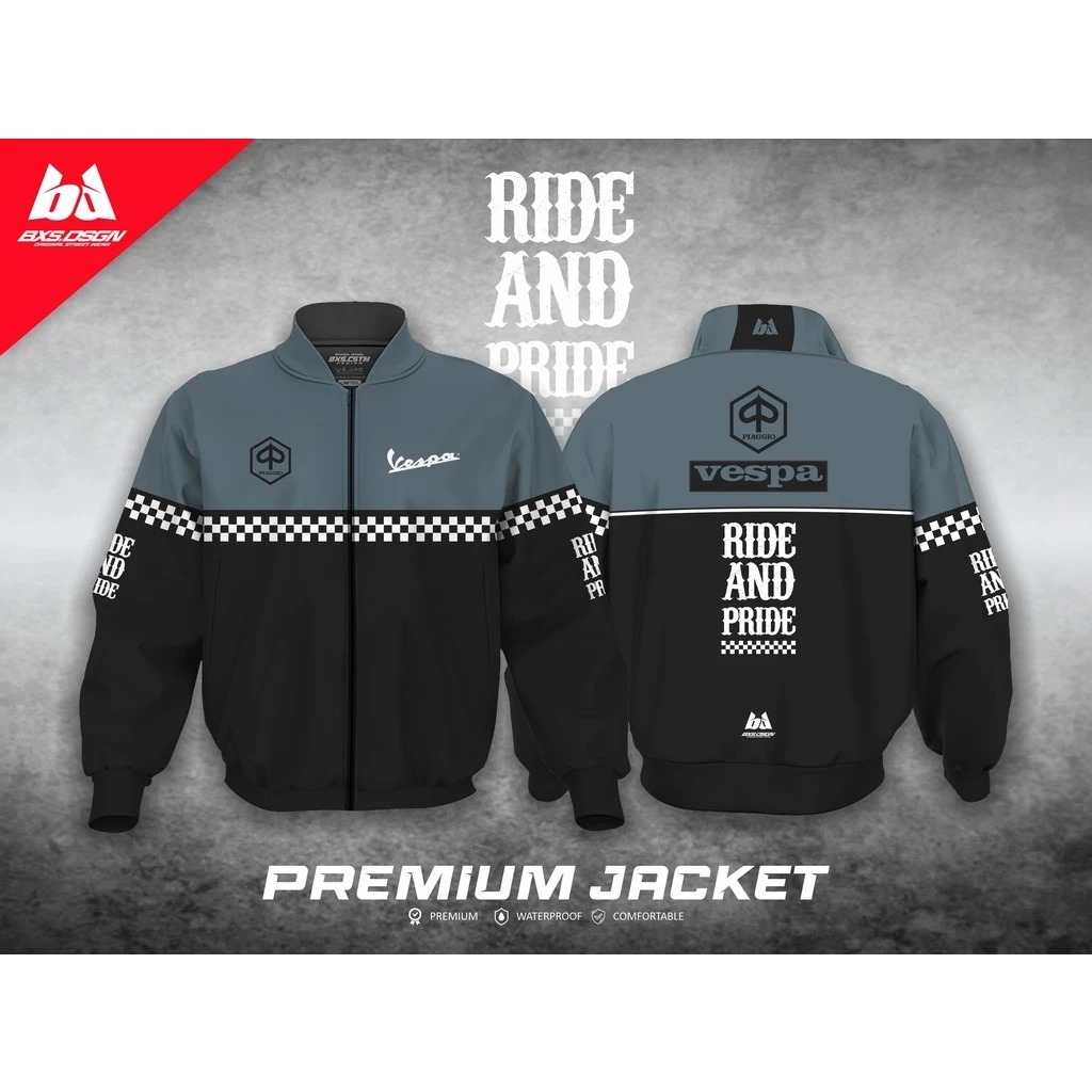 JAKET VESPA PREMIUM RIDE AND PRIDE VINTAGE BAHAN LOTTO