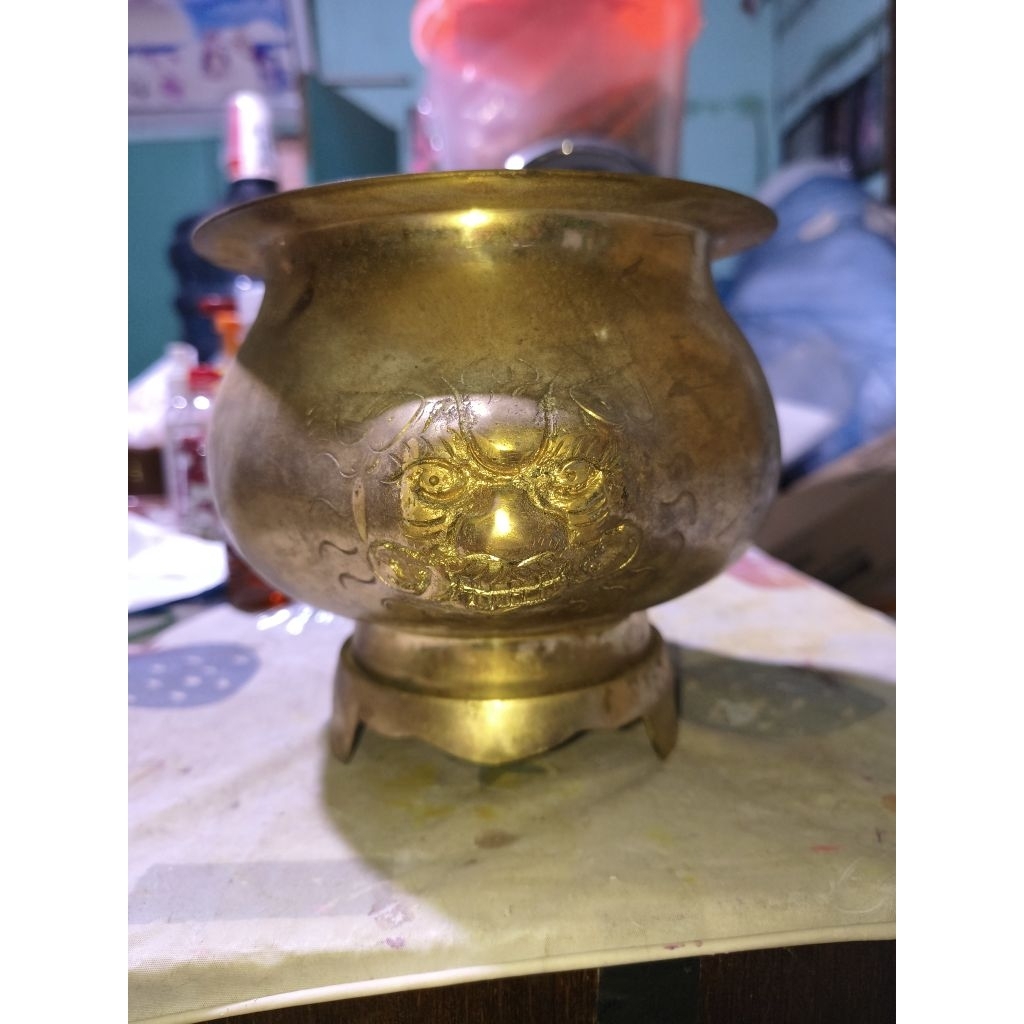 Tempat taruh dupa sembahyang bahan kuningan premium berkualitas / rare item / jadul langka