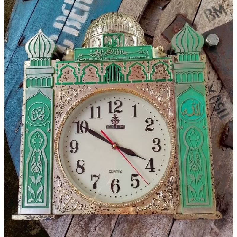 Jam dinding masjid merk "TOP" jadul lawas vintage normal