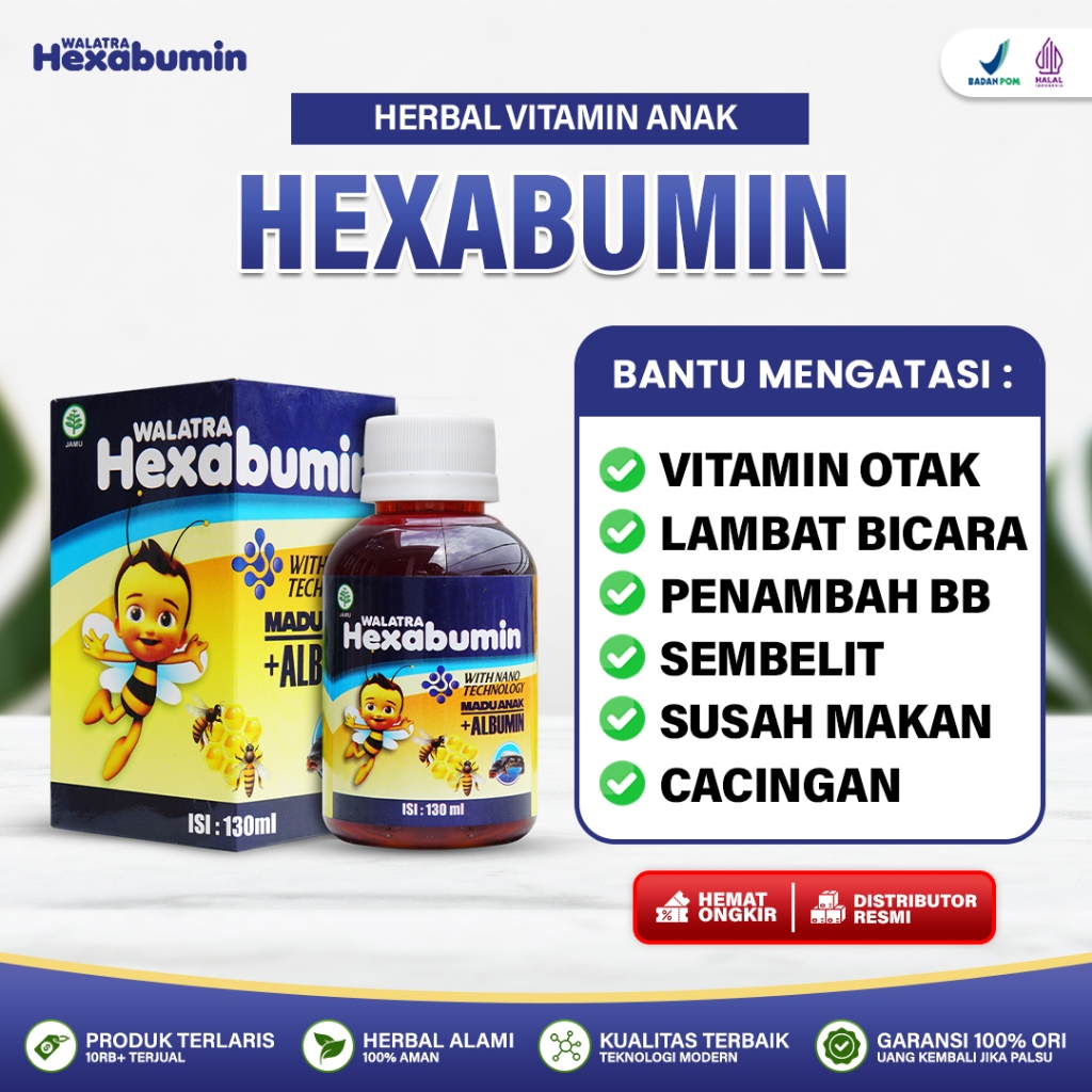 Madu walatra hexabumin - Hexabumin Pelancar Bicara - obat untuk anak terlambat berjalan - Hexabumin 