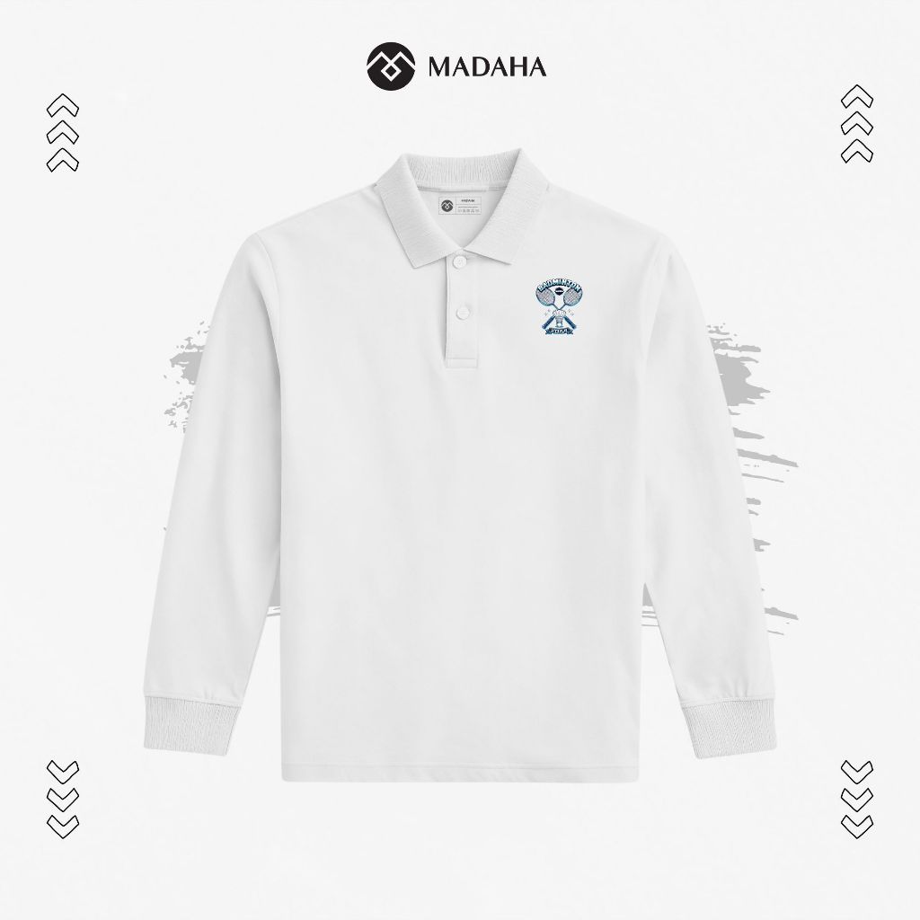 Madaha Polo Shirt Kaos Kerah Lengan Panjang Badminton Rally Destroyer