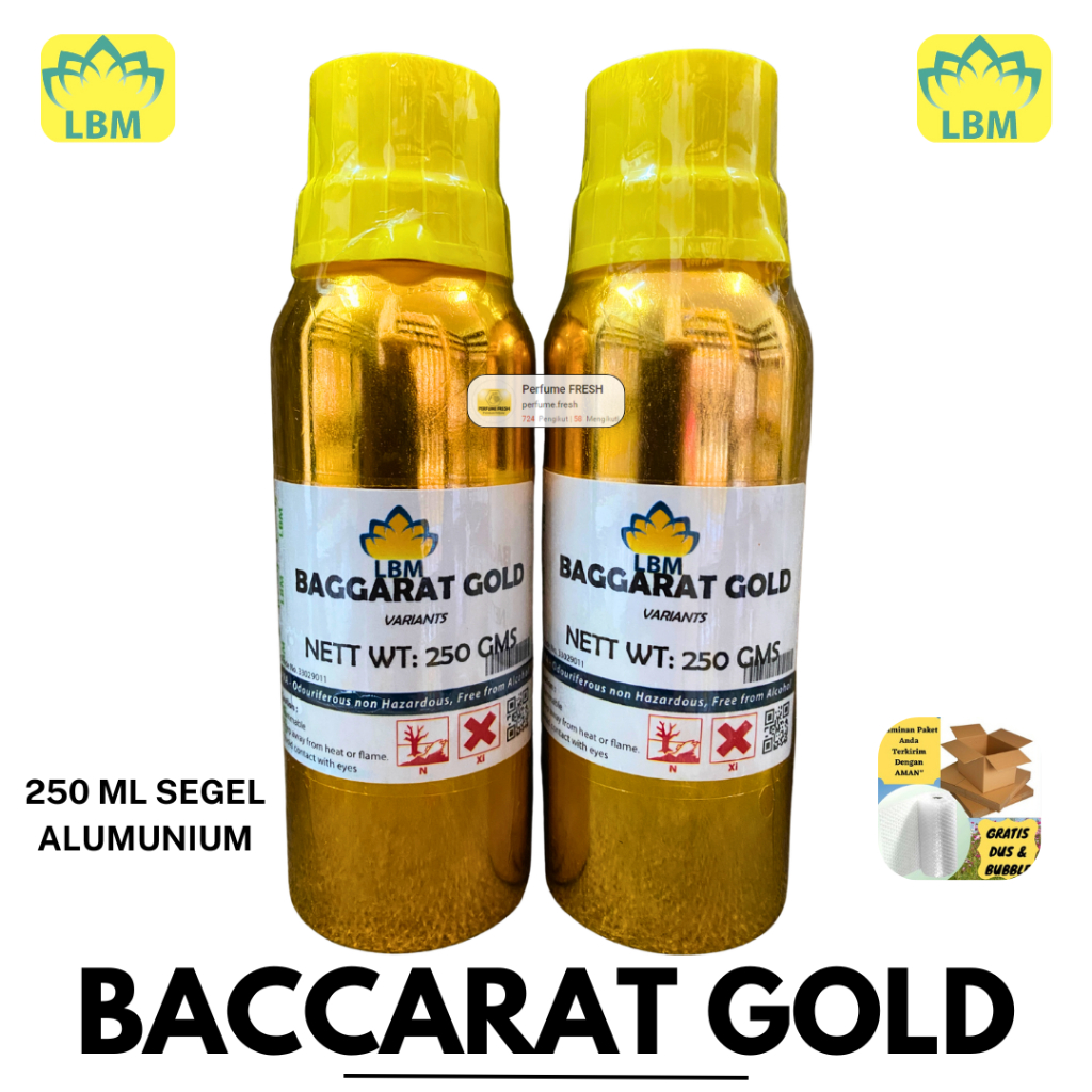 BACARAT GOLD 250 ML SEGEL Alumunium Bibit Parfum LBM Fragrance