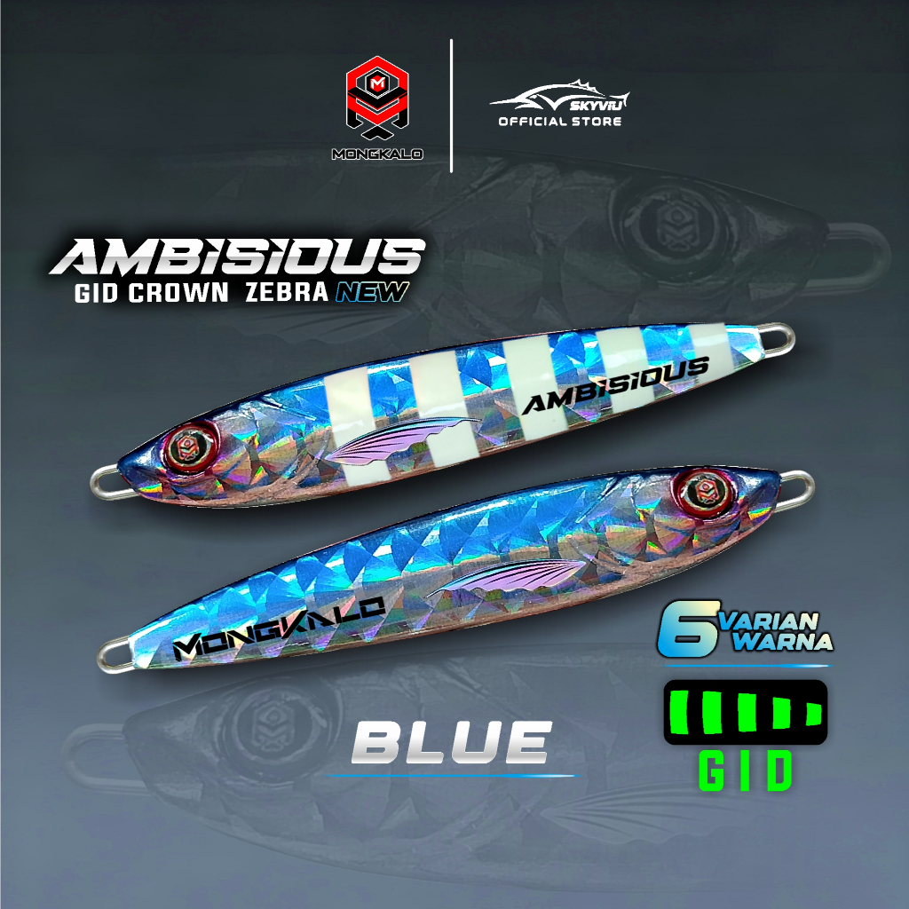 Mongkalo Ambisious Kipas GID-Zebra noMotif Fluorescent 40 Biru