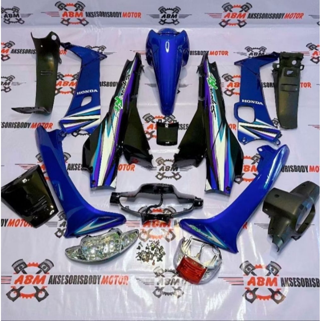 Full Set Body Halus Dan Kasar Supra Fit Lama 2001-2005 Warna Biru