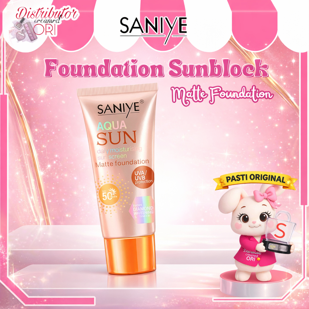 SANIYE BPOM Wajah Sunscreen SPF50 PA+++ Foundation Sunblock Pelembab Pemutih 50ML | READY