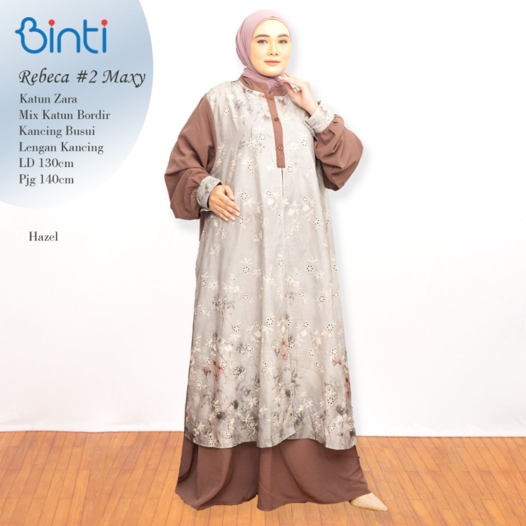 REBECA#2 MAXY DRESS JUMBO LD 130 KATUN BORDIR MIX KATUN ZARA BY BINTI   Karet Muslim Panjang Formal 