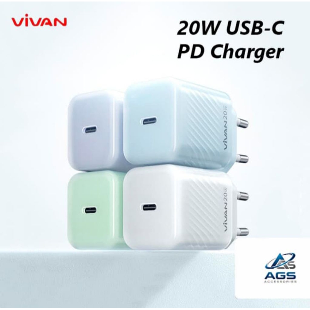 Vivan Power 20T 20W USB-C PD Charger iPhone 12 13 14 15 16 Mini Nano Smartphone Adaptor
