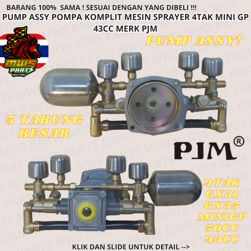 POMPA KOMPLIT PJM 5TABUNG PUMP ASSY PAM ASSY KONVERTER 2TAK 4TAK POMPA SPRAYER MODIF THAILAND MESIN 