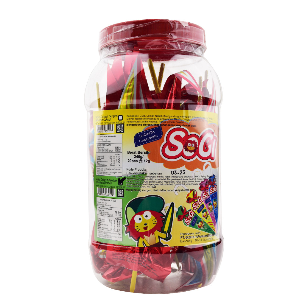 COKLAT PAYUNG SOGI SNACK CHOCOLATE UMBRELLA TOPLES ISI 20 PCS COKLAT VANILLA STRAWBERRY