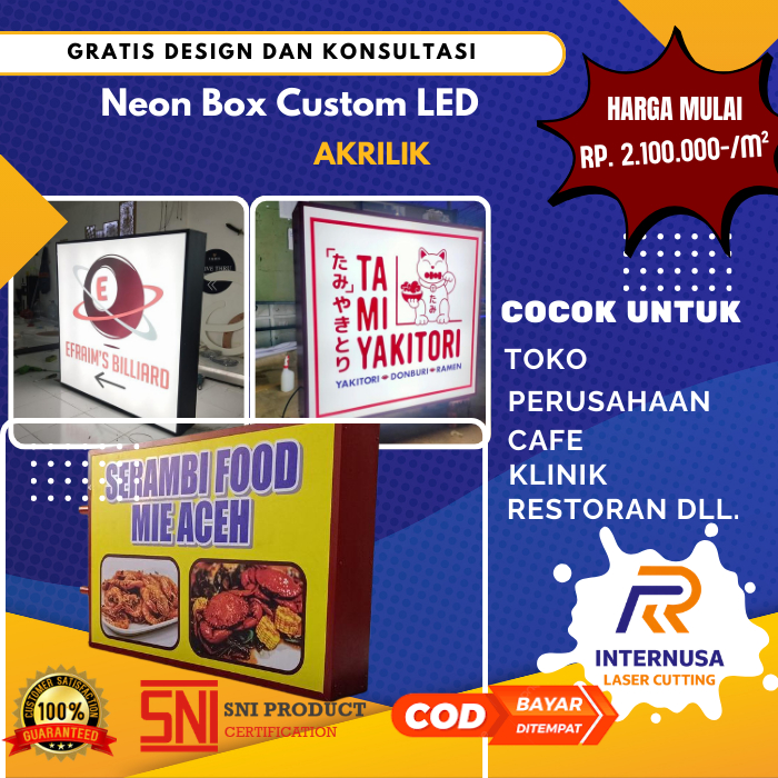 Neon Box Custom LED Akrilik | Papan Nama Toko | Neon Sign Advertising