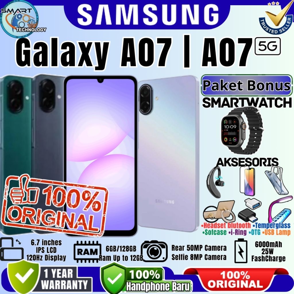 Hp Samsung Galaxy A07 5G | A07 [ 8/256GB - 6/128GB - 4/128GB - 4/64GB ] 50MP Camera 120Hz Display Ba