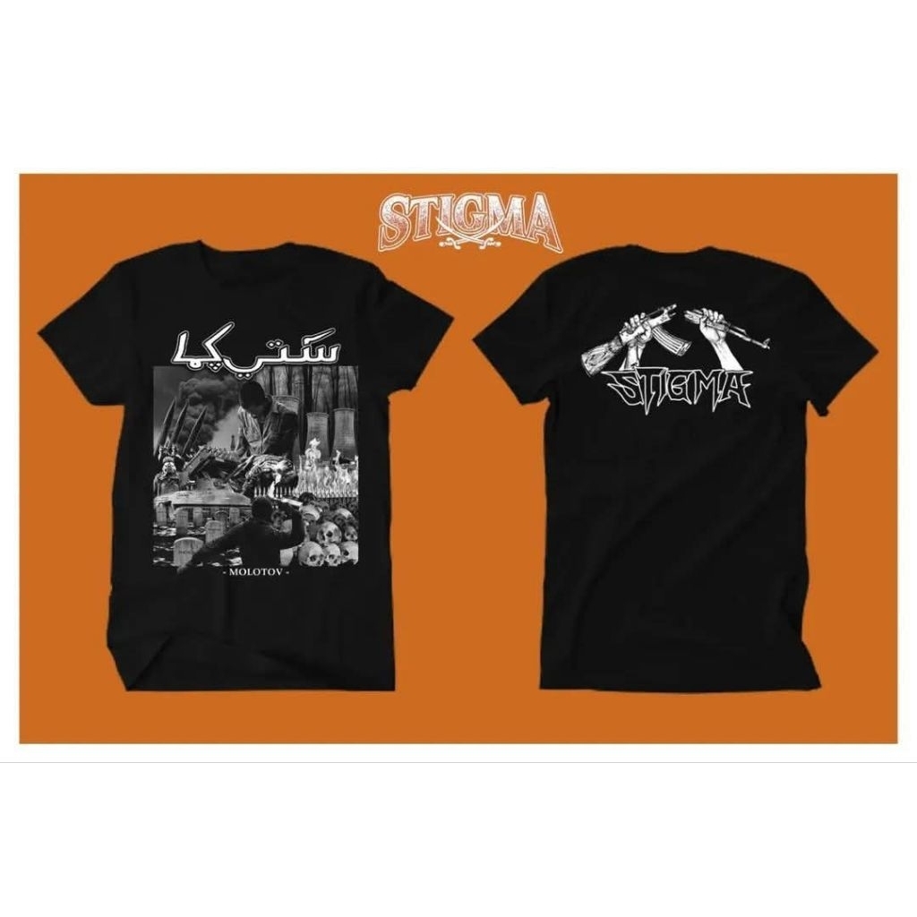 Baju kaos original STIGMA MERCH lengan pendek warna hitam T-shirt pria wanita bahan cotton combed re
