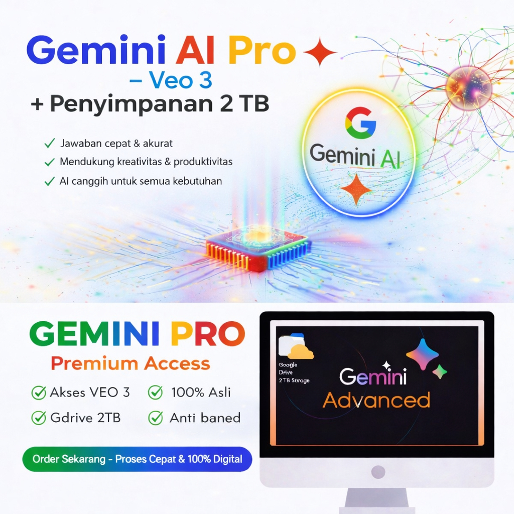 Layanan AI Gemini Pro Google Gemini  Pro 1 Tahun Privat dan Bergaransi