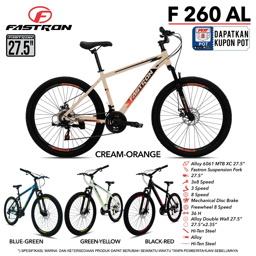SEPEDA GUNUNG MTB 27,5 inc FASTRON F 260 AL 24 SPEDD SEPEDA GUNUNG TERBARU