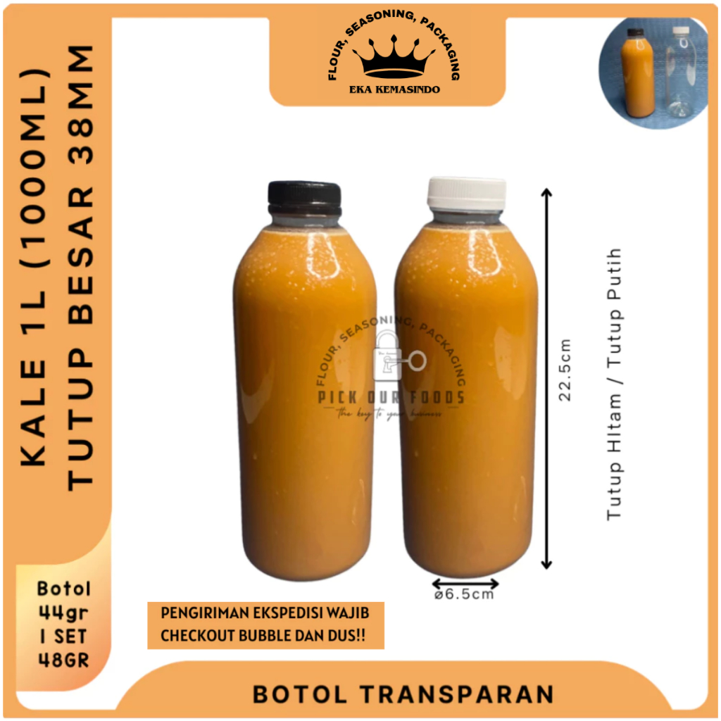 Botol Plastik 1000ml / Botol Kale / Botol Minuman / Botol kopi 1L