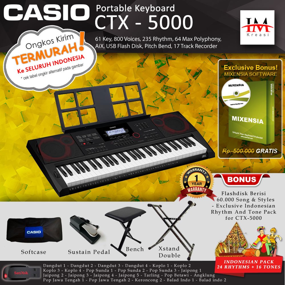 Keyboard Casio CTX-5000 + Stand / CT-X5000 / CTX5000 (diatas psr e463)