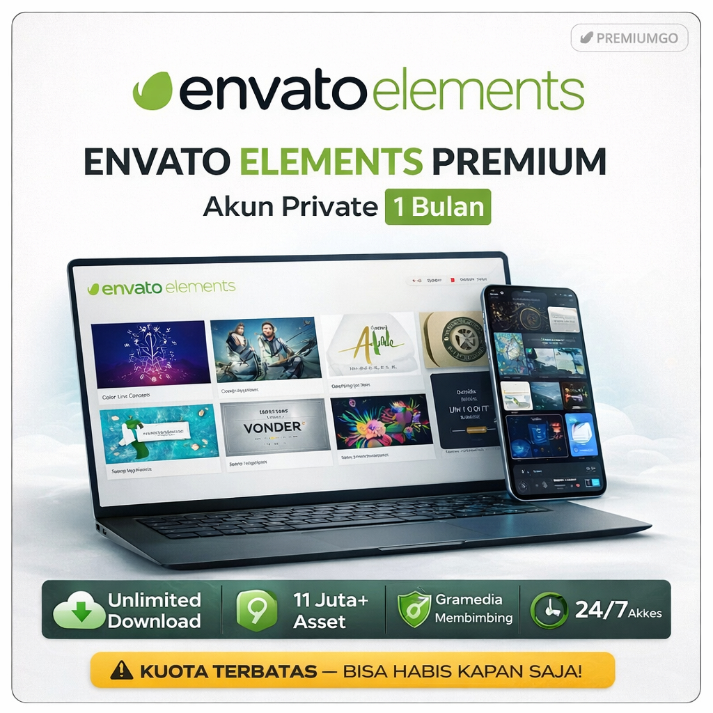 [24/7] Envato Elements Premium 1 Bulan | Akun Envato Privat | Download Template Video Graphic Foto F