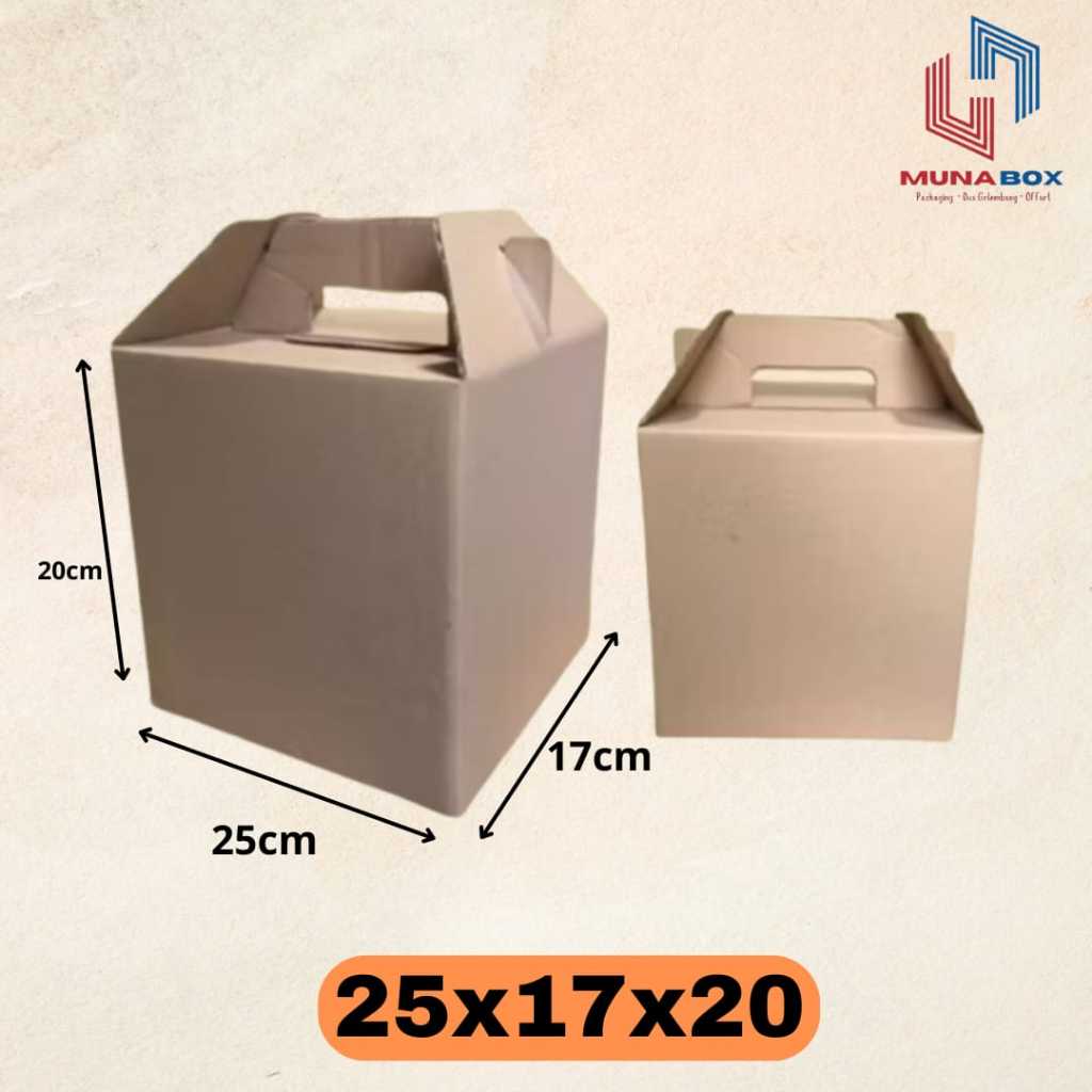 Gable Box / Box kemasan / Box jinjing Uk 25x17x25 Cm