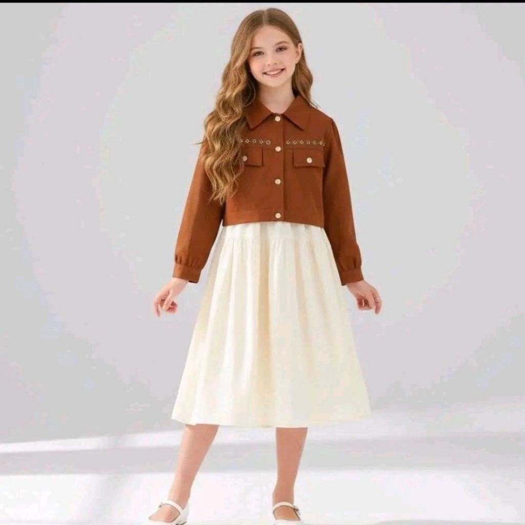 FASHION ANAL BIPLI 6 - 10 TAHUN DRESS MIDI ANAK PEREMPUAN KATUN PREMIUM
