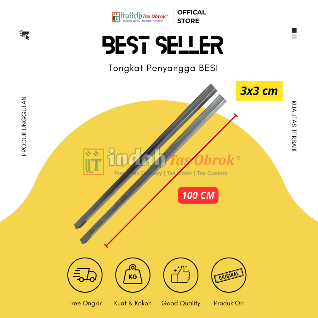INDAH Tas Obrok - TONGKAT BESI PENYANGGA TONGKAT TAS OBROK MOTOR TAS KURIR TAS POS MOTOR SADDLE BAG 