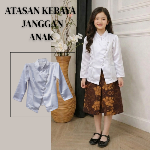 Atasan Kebaya Anak Janggan Premium Polos Baju Wisuda Adat Terbaru Atasan Satin Premium