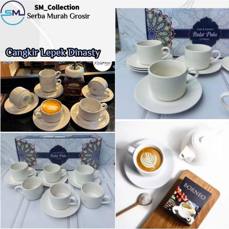Cangkir Lepek/Gelas Polos set/Gelas Kopi/Cangkir Teh/Gelas Putih Polos/Cangkir Lepek Dinasty polos
