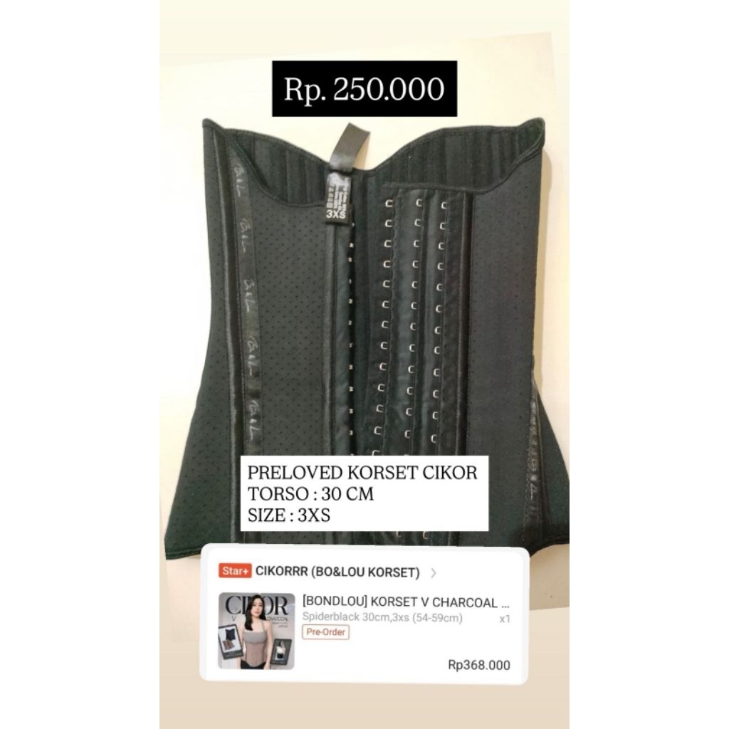 [PRELOVED] KORSET CIKOR BONDLOU | KORSET V CHARCOAL | NO EXTENDER