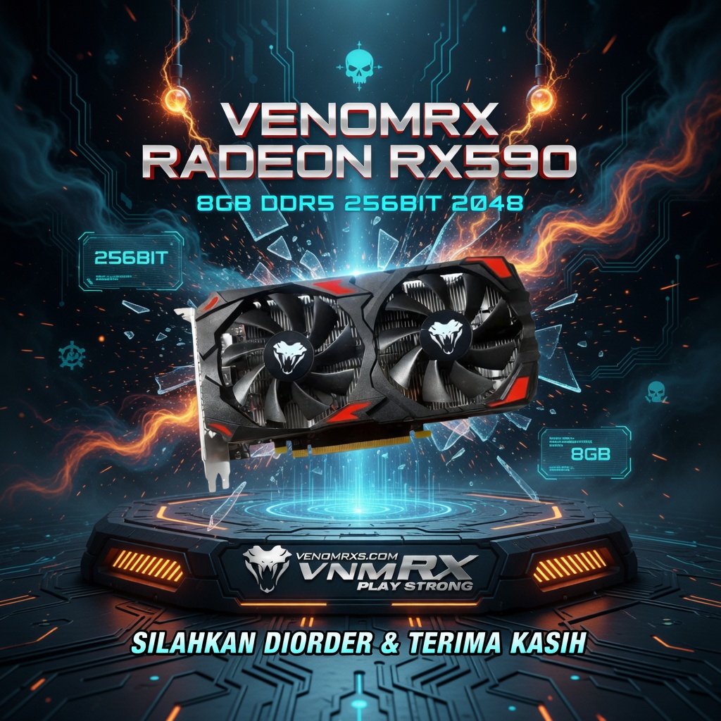 RX590 8GB GDDR5 256-bit Dual Fan | Vga Card VenomRX Radeon RX 590 Dual Fan | 2048SP