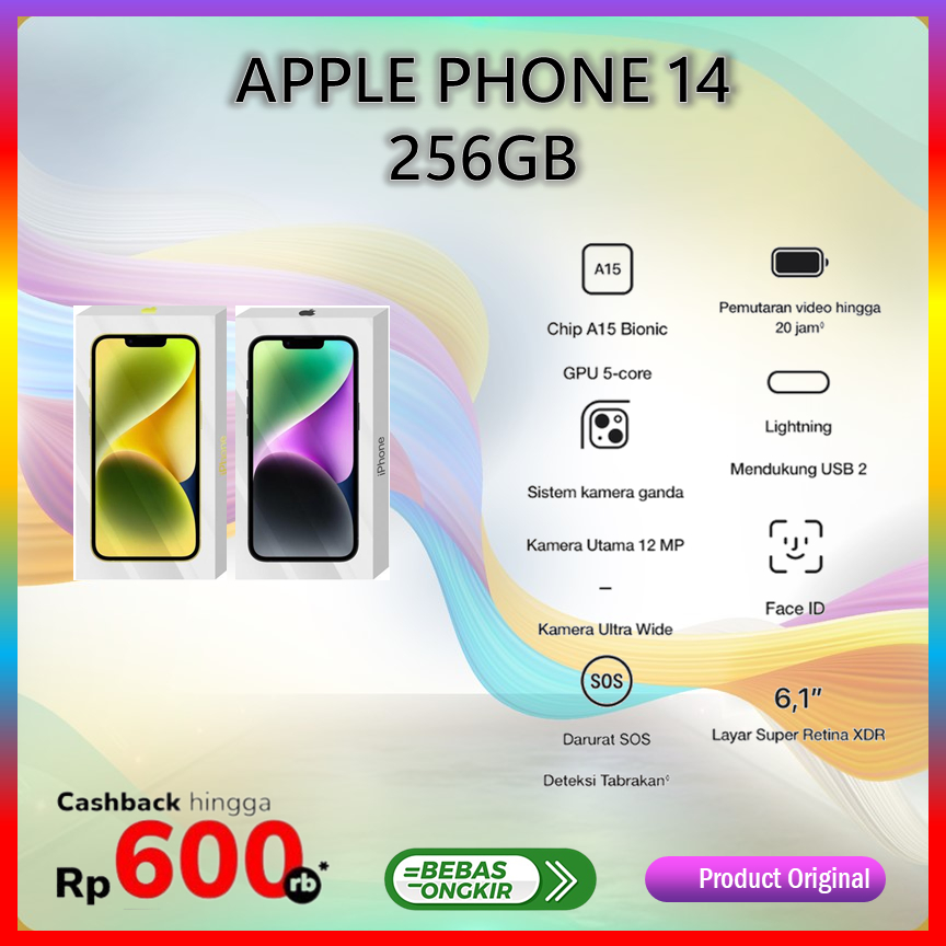 APPLE iPhone 14 256GB A15 Bionic CPU 6C / GPU 5C Resmi iBOX GDN Digimap