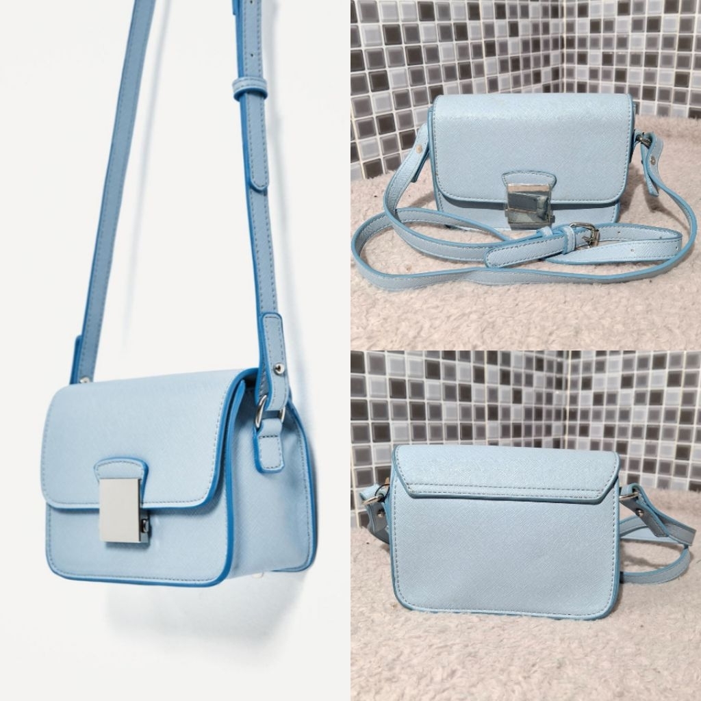 ZARA TAS SLING BAG CROSS BODY BLUE BARU ASLI ORIGINAL