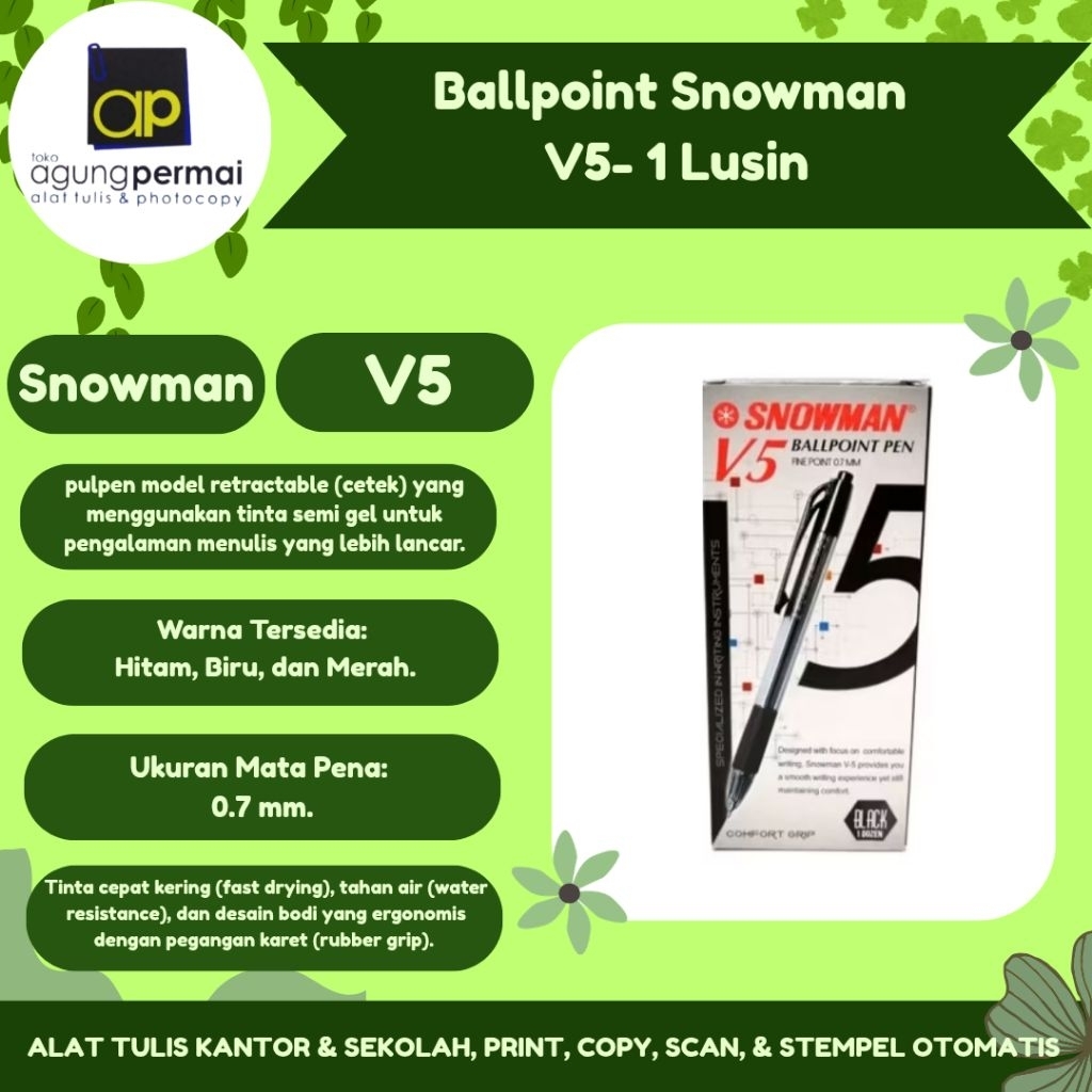 Ballpoint Snowman V5- 1 Lusin